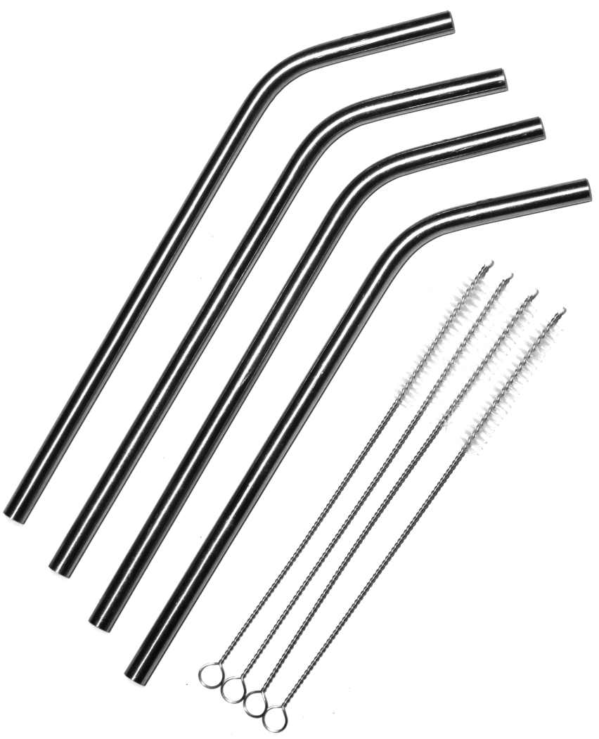 Pack of 4 Titanium Super Strong Lightweight Drinking Straws + 4 Cleaning brush