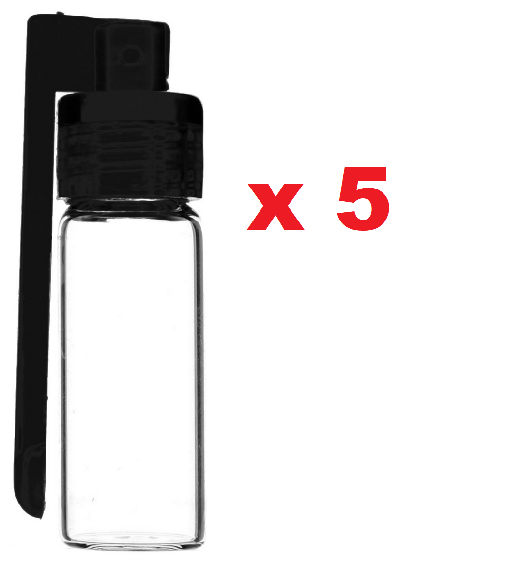 5 x Small Glass Bottle with Foldable Spoon - Lab Sample Kitchen Spice Glass Vial Clear