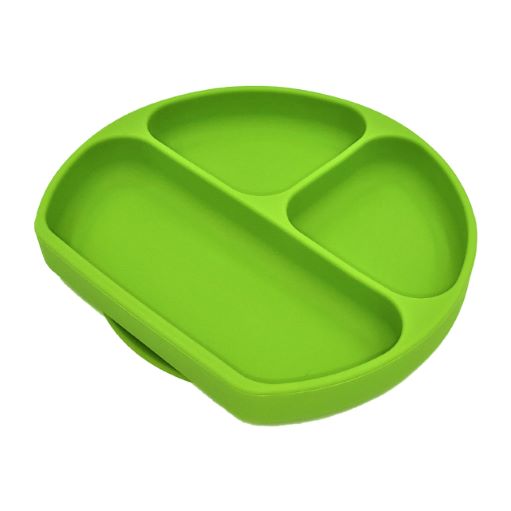 Silicone Grip Dish, Suction Plate, Divided Plate, Baby Toddler Plate, BPA Free, Microwave Dishwasher Safe Suction Dish (Green)