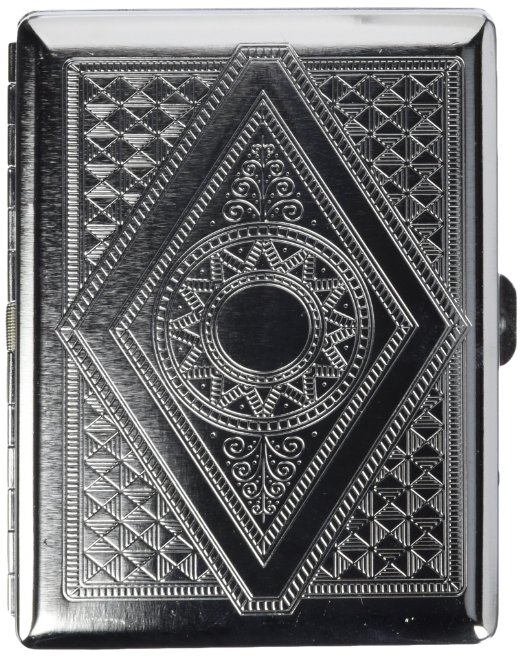 Cigarette Case Victorian Style Metal Holder for Regular, King and 100's Size RFID (Large, Silver Diamond)