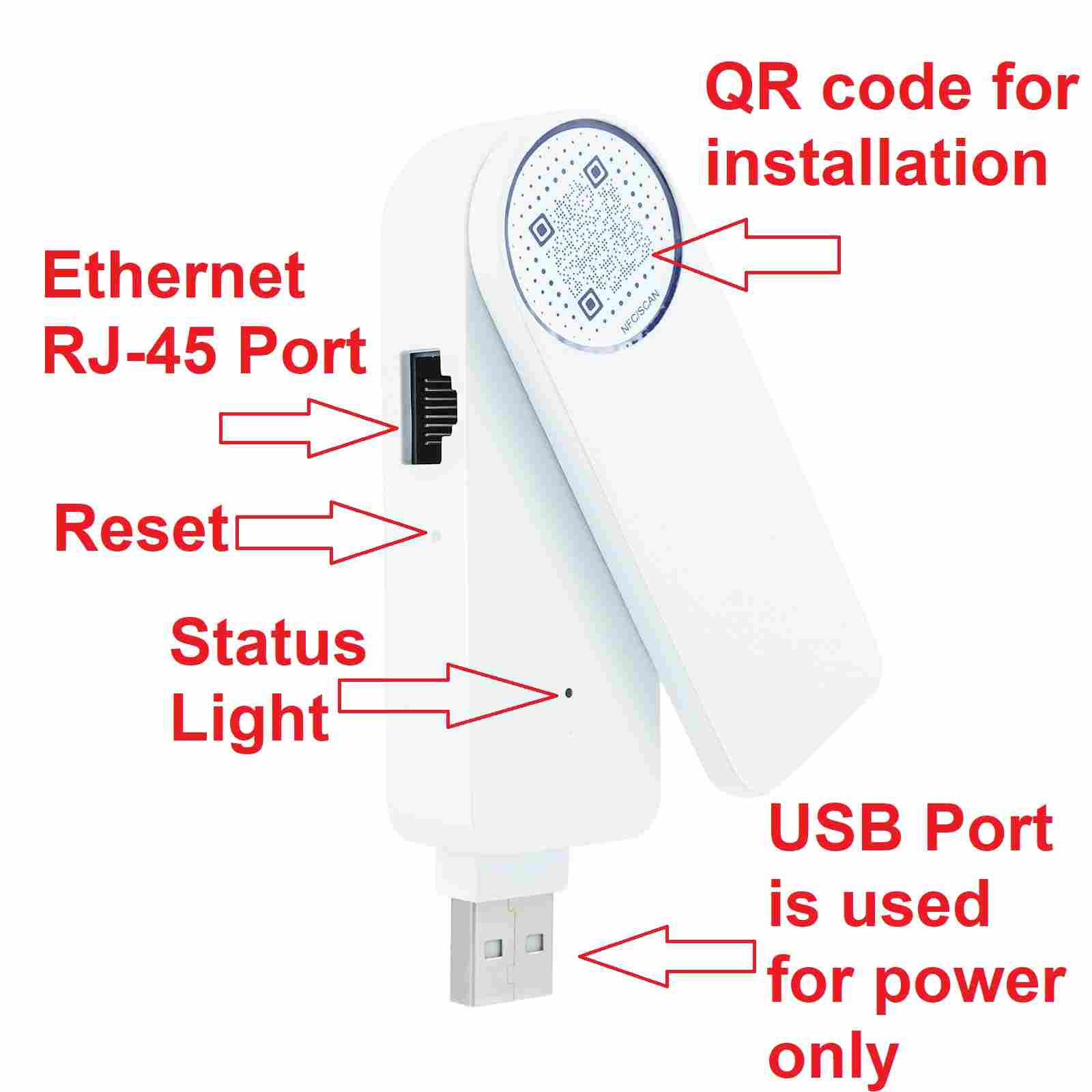 WiFi to Ethernet Adapter for Printer Smart TV Blu-Ray Playstation Xbox USB Powered Repeater Omnidirectional Antenna