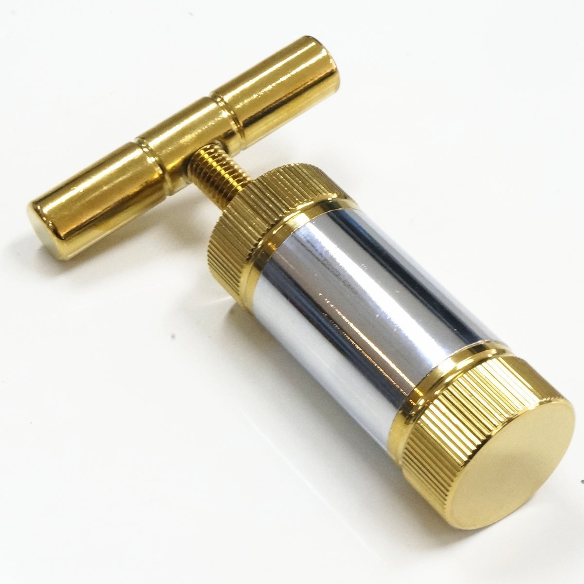 Pollen Press Tool 3.5 Inches Engineered Brass Cylinder Heavy Duty Metal T Shape, Tincture Extractor Crusher Gold/Silver color