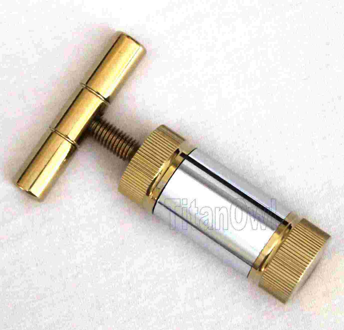 Pollen Press Tool 3.5 Inches Engineered Brass Cylinder Heavy Duty Metal T Shape, Tincture Extractor Crusher Gold/Silver color