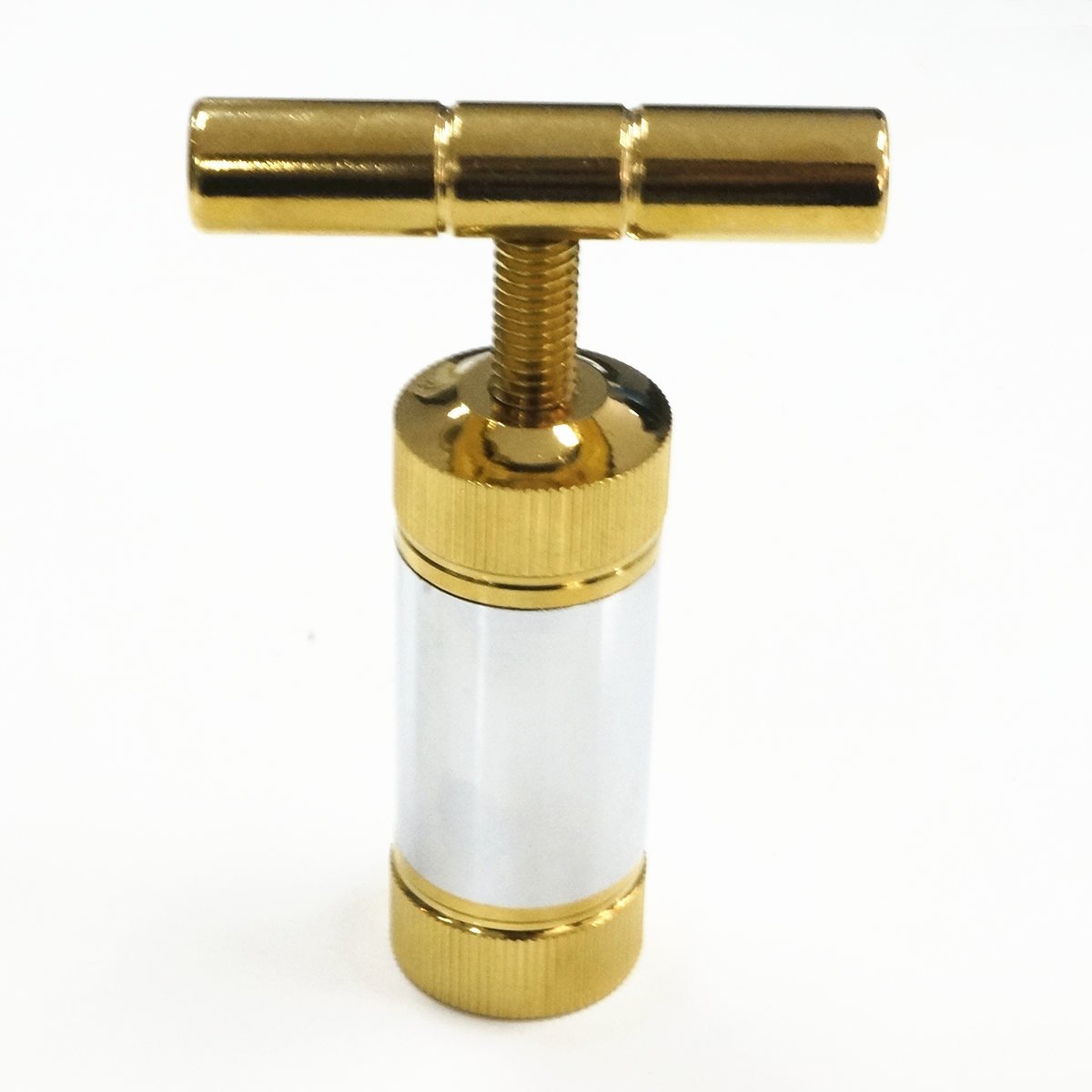 Pollen Press Tool 3.5 Inches Engineered Brass Cylinder Heavy Duty Metal T Shape, Tincture Extractor Crusher Gold/Silver color