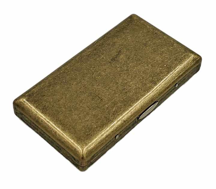 Cigarette Case Victorian Style Metal Holder for Regular, King and 100's Size RFID (Small, Antique Brass Color)