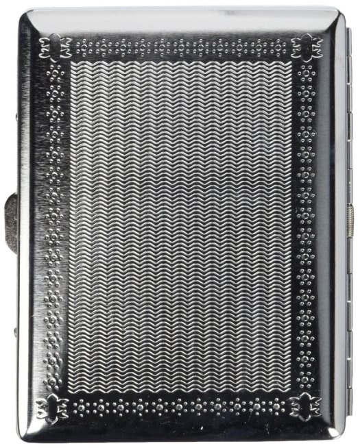 Cigarette Case Victorian Style Metal Holder for Regular, King and 100's Size RFID (Large, Silver Diamond) - Click Image to Close