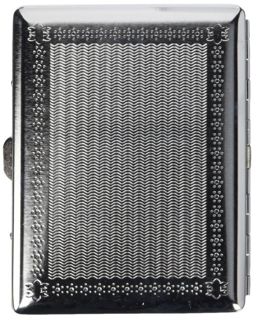 Cigarette Case Victorian Style Metal Holder for Regular, King and 100's Size RFID (Large, Silver Diamond)