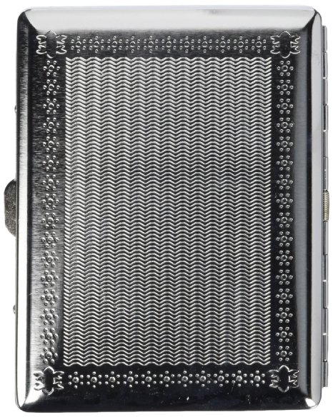 Cigarette Case Victorian Style Metal Holder for Regular, King and 100's Size RFID (Large, Silver Etched)