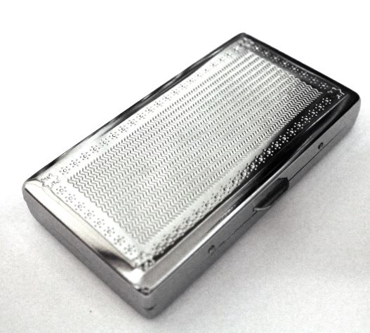 Cigarette Case Victorian Style Metal Holder for Regular, King and 100's Size RFID (Small, Silver Etched)