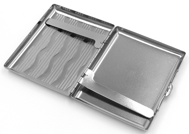 Cigarette Case Victorian Style Metal Holder for Regular, King and 100's Size RFID (Large, Silver Ocean)