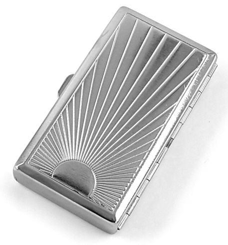Cigarette Case Victorian Style Metal Holder for Regular, King and 100's Size RFID (Small, Silver Ray) - Click Image to Close
