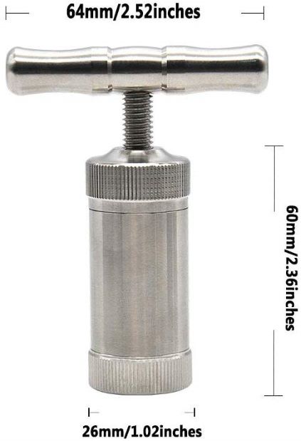 Pollen Press Tool 3.5 Inches Aluminum Metal T Shape, Silver Color