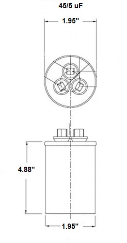 45/5 MFD ±5% Dual Run Capacitor 370 440 vac Volts AC Motor HVAC 45+5 uF - Click Image to Close