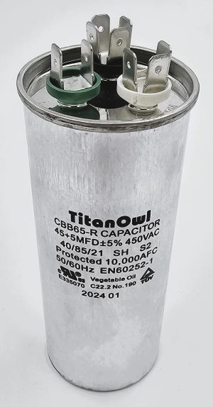 45/5 MFD ±5% Dual Run Capacitor 370 440 vac Volts AC Motor HVAC 45+5 uF