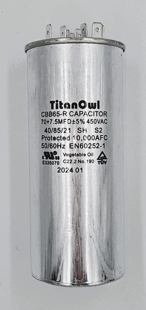 70/7.5 MFD ±5% Dual Run Capacitor 370 440 vac Volts AC Motor HVAC 70+7.5 uF - Click Image to Close