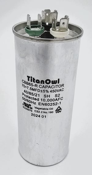 70/7.5 MFD ±5% Dual Run Capacitor 370 440 vac Volts AC Motor HVAC 70+7.5 uF - Click Image to Close