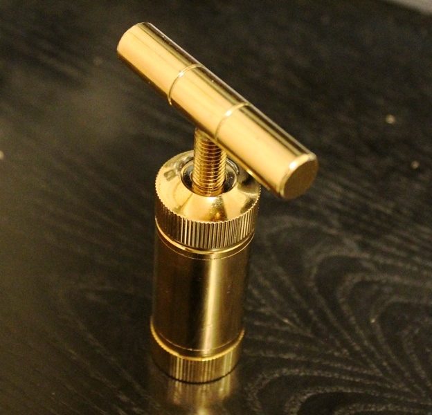 Pollen Press Tool 3.5 Inches Engineered Brass Cylinder Heavy Duty Metal T Shape, Tincture Extractor Crusher Gold Color