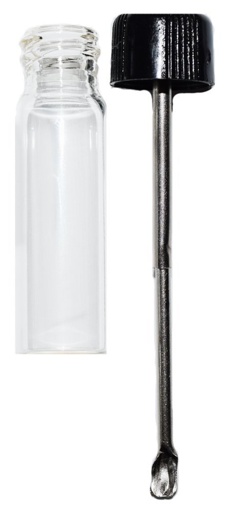 Glass Vial with Telescopic Spoon , 2 inch tall