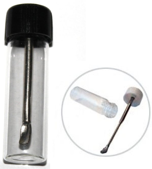 Glass Vial with Telescopic Spoon , 2 inch tall