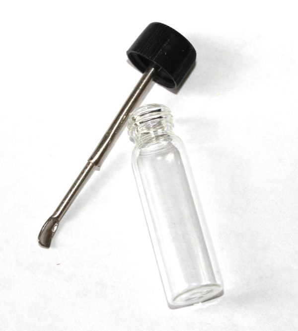 Glass Vial with Telescopic Spoon , 2 inch tall