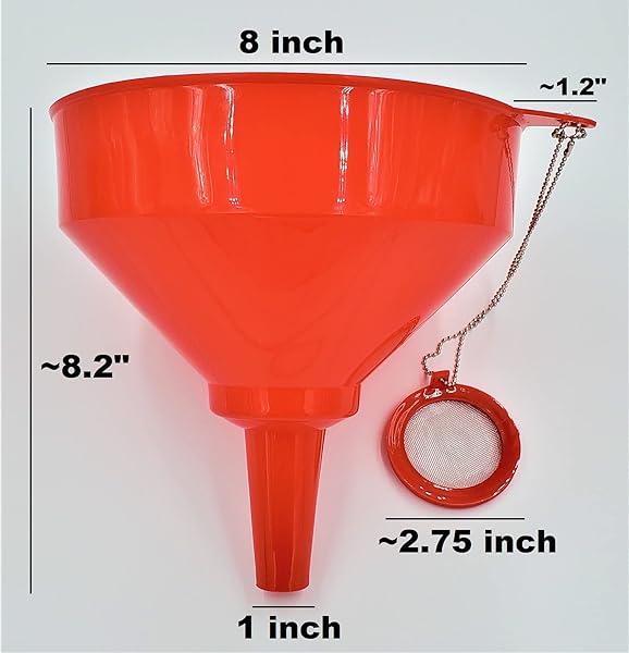 8" Plastic Brewing Cooking Oil Funnel with Attached Screen Reusable Mesh Filter Strainer