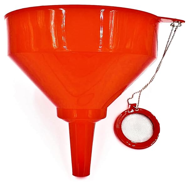 8" Plastic Brewing Cooking Oil Funnel with Attached Screen Reusable Mesh Filter Strainer