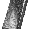 Cigarette Case Victorian Style Metal Holder for Regular, King and 100's Size Pocket Protective Security Wallet (ES100, Silver)