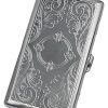 Cigarette Case Victorian Style Metal Holder for Regular, King and 100's Size Pocket Protective Security Wallet (ES100, Silver)