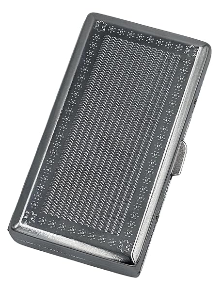 Cigarette Case Victorian Style Metal Holder for Regular, King and 100's Size Pocket Protective Security Wallet (ES100, Silver)