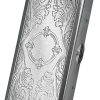 Cigarette Case Victorian Style Metal Holder for Regular, King and 100's Size Pocket Protective Security Wallet (ES100, Silver)