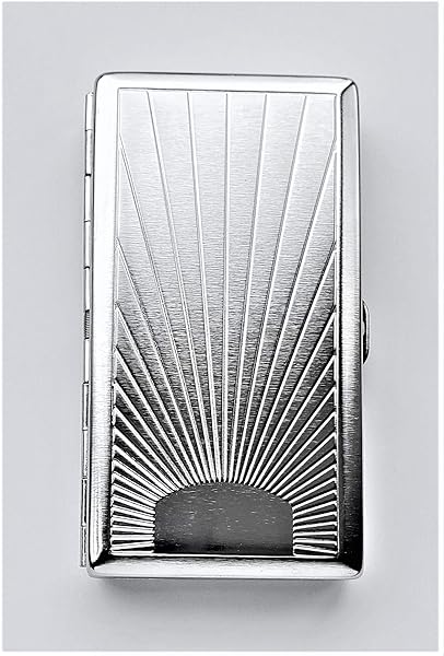 Cigarette Case Victorian Style Metal Holder for Regular, King and 100's Size Pocket Protective Security Wallet (Ray-S100, Silver)