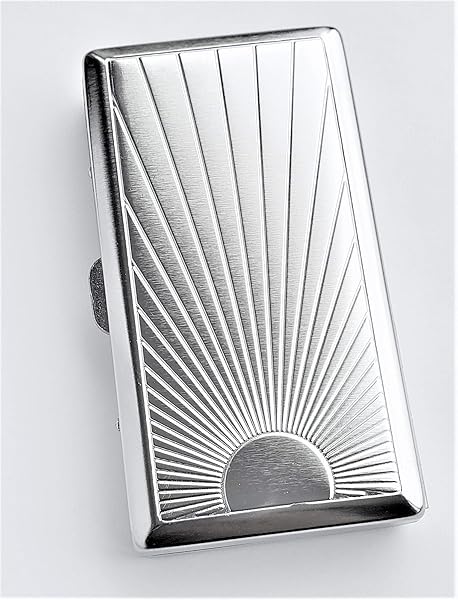 Cigarette Case Victorian Style Metal Holder for Regular, King and 100's Size Pocket Protective Security Wallet (Ray-S100, Silver)