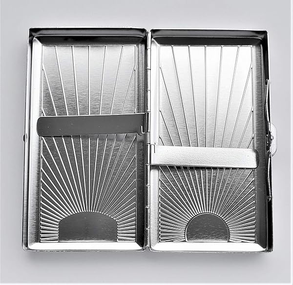 Cigarette Case Victorian Style Metal Holder for Regular, King and 100's Size Pocket Protective Security Wallet (Ray-S100, Silver)