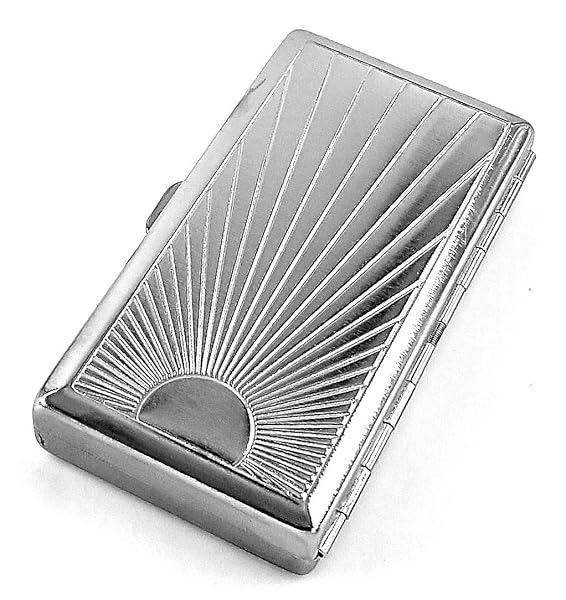 Cigarette Case Victorian Style Metal Holder for Regular, King and 100's Size Pocket Protective Security Wallet (Ray-S100, Silver)